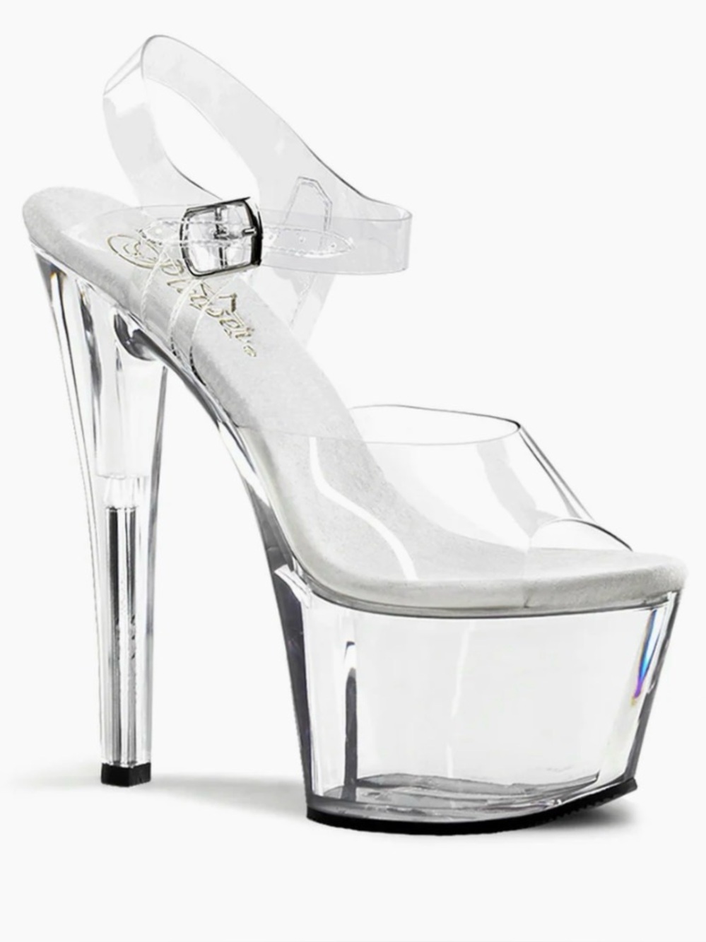 Pleaser Clear Platform High Heels with Transparent Straps size 38